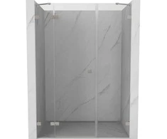 Dušo durys Mexen Lunar, kairinės, 135 cm, transparent/brushed nickel