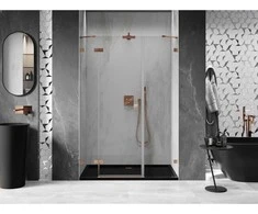 Dušo durys Mexen Lunar, kairinės, 150 cm, transparent/brushed copper