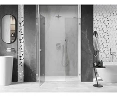 Dušo durys Mexen Lunar, kairinės, 155 cm, transparent/brushed nickel