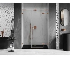 Dušo durys Mexen Lunar L, dešinė, 125 cm, transparent/brushed copper