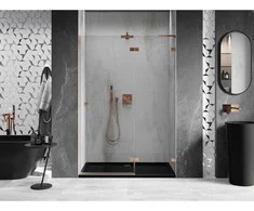 Dušo durys Mexen Lunar L, dešinė, 140 cm, transparent/brushed copper
