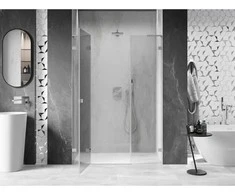 Dušo durys Mexen Lunar L, kairė, 130 cm, transparent/brushed nickel