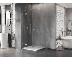 Dušo kabina Mexen Lunar, kairė, 100 x 100 cm, transparent/brushed nickel