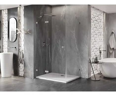 Dušo kabina Mexen Lunar, kairė, 100 x 70 cm, transparent/brushed nickel