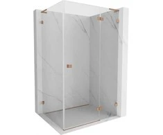 Dušo kabina Mexen Lunar L, dešinė, 100 x 80 cm, transparent/brushed copper