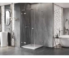 Dušo kabina Mexen Lunar L, kairė, 80 x 80 cm, transparent/brushed nickel