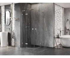 Dušo kabina Mexen Lunar L, pusapvalė, 80 x 80 cm, transparent/brushed nickel