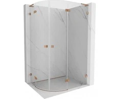 Dušo kabina Mexen Lunar L, pusapvalė, dešinė, 80 x 70 cm, transparent/brushed copper