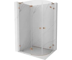 Dušo kabina Mexen Lunar L, pusapvalė, kairė, 100 x 90 cm, transparent/brushed copper