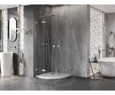 Dušo kabina Mexen Lunar, pusapvalė, 90 x 90 cm, transparent/brushed nickel