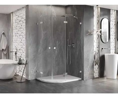 Dušo kabina Mexen Lunar, pusapvalė, dešinė, 100 x 90 cm, transparent/chrome