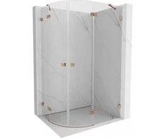 Dušo kabina Mexen Lunar, pusapvalė, dešinė, 100 x 80 cm, transparent/brushed copper
