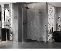 Dušo kabina Mexen Lunar, pusapvalė, kairė, 100 x 70 cm, transparent/gun metal