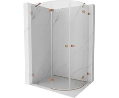 Dušo kabina Mexen Lunar, pusapvalė, kairė, 100 x 90 cm, transparent/brushed copper