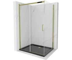 Dušo kabina Mexen Omega su padėklu ir sifonu, Gold+Juodas/Gold, 120 x 90 cm