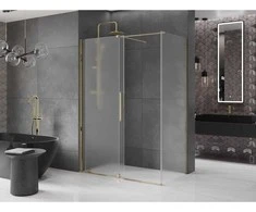 Dušo kabina Mexen Velar, 130 x 70 cm, Gold/matinis stiklas