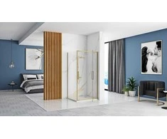 Dušo kabina REA Rapid Swing, Brushed Gold, 100x100 cm