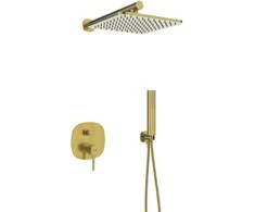 Dušo komplektas su potinkiniu maišytuvu Laveo Pola, Brushed Gold