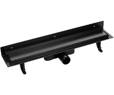 Dušo latakas Laveo Basso 2in1, 100 cm, Juodas (montuojamas prie sienos)