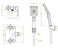 Dušo maišytuvas su dušo komplektu Laveo Alita, Brushed nickel