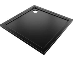 Dušo padėklas Mexen Flow Slim, kvadratinis, 80 x 80 cm, Juodas matt