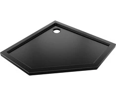 Dušo padėklas Mexen Flow Slim, penkiakampis, 80 x 80 cm, Juodas matt