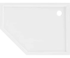 Dušo padėklas Mexen Flow Slim, penkiakampis, dešininis, 90 x 80 cm, Baltas gloss