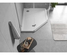 Dušo padėklas Mexen Flow Slim, penkiakampis, dešininis, 100 x 90 cm, Baltas gloss