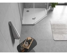 Dušo padėklas Mexen Flow Slim, penkiakampis, 100 x 100 cm, Baltas gloss