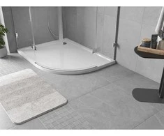 Dušo padėklas Mexen Flow Slim, pusapvalis asimetrinis, kairinis, 90 x 80 cm, Baltas gloss