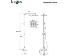 Dušo sistema Besco Modern / Varium, Chrome