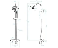 Dušo sistema su termostatiniu maišytuvu Kuchinox CARA, PG5_00OB, Chrome