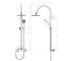 Dušo sistema su termostatiniu maišytuvu Kuchinox FOX, PG8_00OB, Chrome