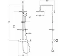 Dušo sistema su termostatu Mexen KT40, Chrome