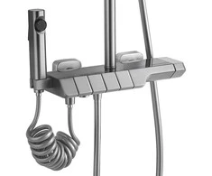 Dušo sistema su termostatu REA Rob, Brushed Nickel Inox