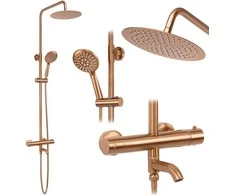 Dušo-vonios sistema su termostatu REA Lungo, Brushed Copper
