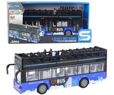 Dviaukštis autobusas City Bus su šviesos ir garso efektais, 1:16, mėlynas