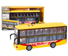 Dviaukštis autobusas su šviesos ir garso efektais, 1:16, geltonas