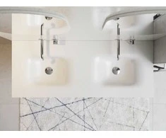 Dviguba spintelė Besco Akya Classic 131 cm su praustuvu ir klik-klak, Gun Metal glossy/Baltas glossy+Chrome