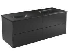 Dviguba spintelė Besco Akya Classic 131 cm su praustuvu ir klik-klak, Gun Metal glossy/Gun metal+Baltas