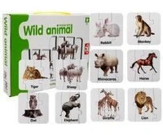 Edukacinė dėlionė "Laukiniai gyvūnai", anglų k., 10 derinių