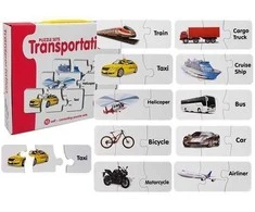 Edukacinė dėlionė "Transporto priemonės", anglų k., 10 derinių
