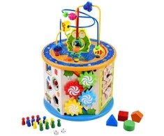 Edukacinis medinis kubas su labirintu, 8in1