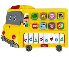 Edukacinis pianinas "Autobusas" vaikams, geltonas