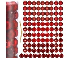 Eglutės žaisliukai, plastikiniai, 100 vnt., raudoni