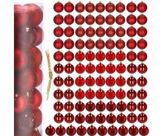 Eglutės žaisliukai, plastikiniai, 100 vnt., raudoni