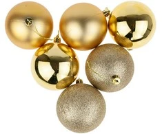 Eglutės žaisliukai, plastikiniai, 8 cm, 6 vnt., auksiniai