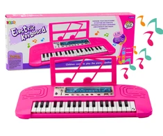Elektrinis vaikiškas pianinas su 36 melodijomis, rožinis