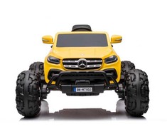 Elektromobilis vaikams Mercedes X 4x4 AWD, MP4, Lakuotas, geltonas