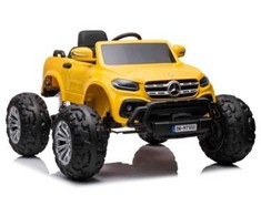 Elektromobilis vaikams Mercedes X 4x4 AWD, MP4, Lakuotas, geltonas